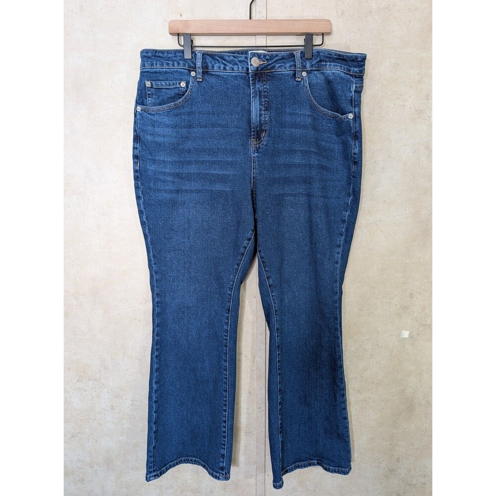 Eloquii Jeans Womens 16 Blue Stretch Flare Denim High Rise Casual Boho Trendy - Picture 2 of 12